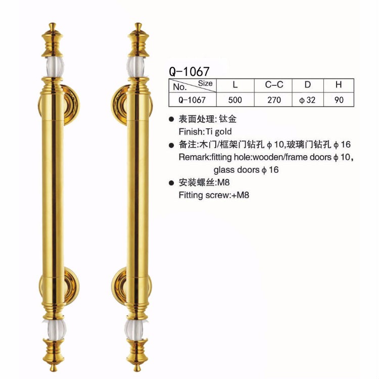 五金拉手 玻璃門把手 歐式豪華拉手 工藝?yán)?扶手 Q-1067