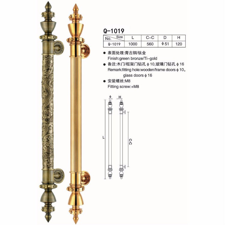 仿古大拉手 酒店KTV拉手 大門把手 豪華別墅大門拉手 可定制 強(qiáng)鑫五金 Q-1019廠家直銷