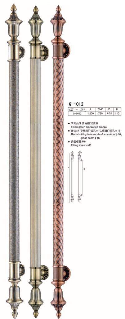 五金拉手 全銅拉手 黃銅拉手 紫銅拉手  青銅拉手 古典拉手 實(shí)體店鋪門拉手 強(qiáng)鑫Q-1012